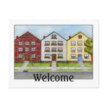 A Row Of Houses Postcard by 13BlackCatsDesigns A Row Of Houses Postcard