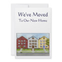 A Row Of Houses We've Moved Announcement invitations