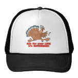 a run for life funny turkey trucker hats