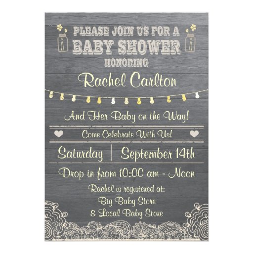 A Rustic Mason Jar Baby Shower Invitation