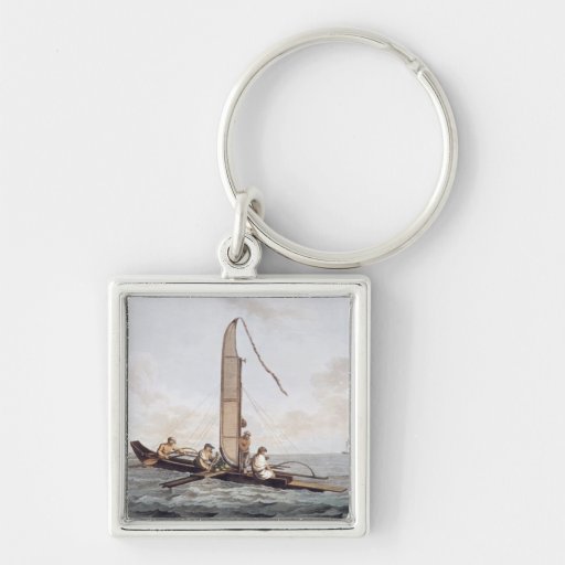 A Sailing Canoe of Otaheite Keychains