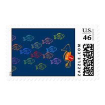 A School of Fish Doodle Art Postage postage