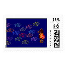 A School of Fish Doodle Art Postage postage