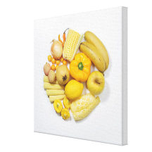 A selection of yellow fruits & vegetables. gallery wrapped canvas