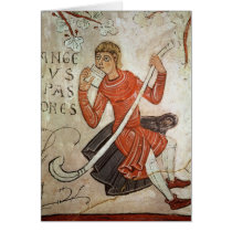 A shepherd playing a flageolet greeting card