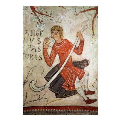 A shepherd playing a flageolet poster by bridgemanart