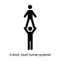 A short, blunt human pyramid t-shirts