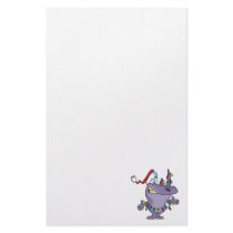 a silly cute christmas santa rhino stationery design