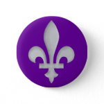 A Silver Fleur-de-lys Badge Button button