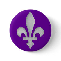 A Silver Fleur-de-lys Badge Button