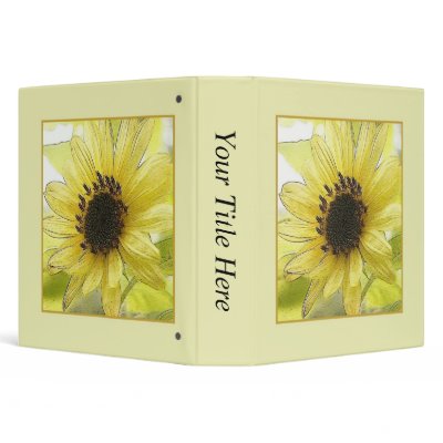 A Single Lemon Yellow Sunflower 3 Ring Binder by Pretty_World