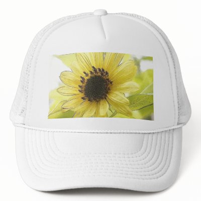 A Single Lemon Yellow Sunflower Mesh Hats by Pretty_World
