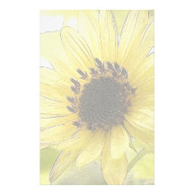 A Single Lemon Yellow Sunflower Stationery Design