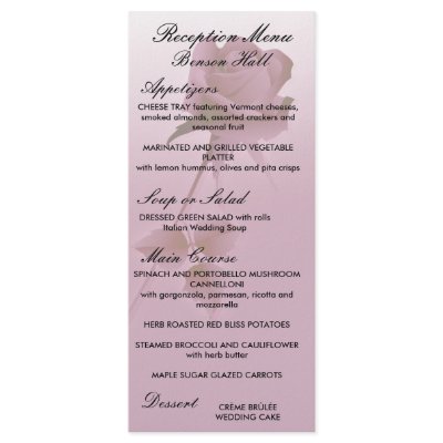 a single silent  pink rose design wedding rack cards by secret_corner