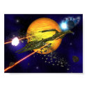 A spaceship clearing asteroids posters