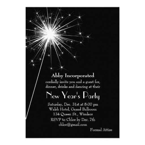 A Sparkler New Year's Eve Party Invitation (front side)