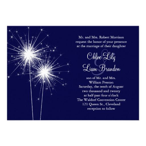 A Sparkler Wedding Invitation in Blue