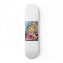 A spirit of a dead person with the teddy bear. skateboards