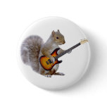 A Squirrel Playing Guitar Pinback Button