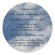 A State of Mind Round Stickers