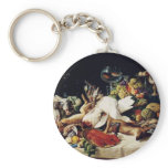 A Still Life With Fruit & Fish by Lucas Schaefels Keychains