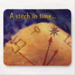 A Stitch in Time Medieval Style Fabric Clock mousepads