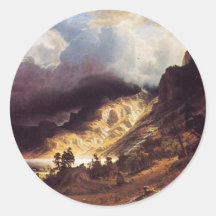 A storm in the Rock Mountains, Bierstadt Albert Round Sticker