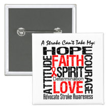 A Stroke Can't Take My Hope Collage Pinback Buttons