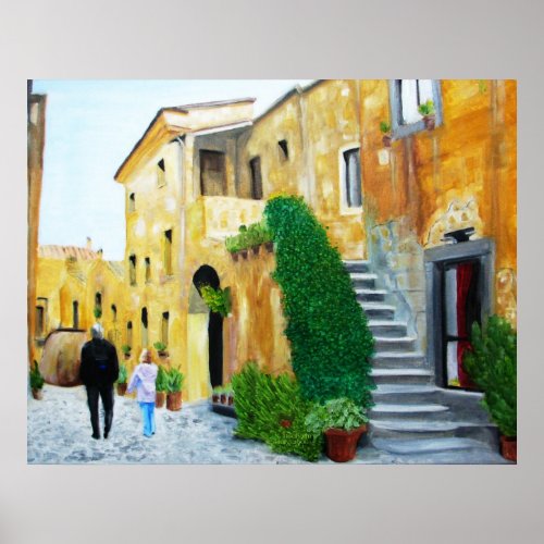 A Stroll With Papa in Italy print