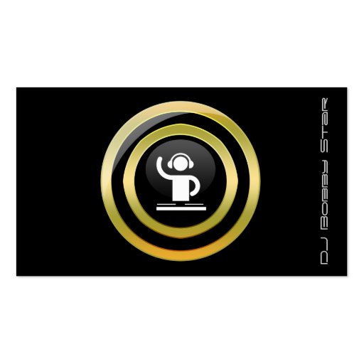 A stylish golden button DJ icon business card