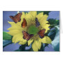 A Sunflower with Several Butterflies Card