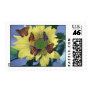 A Sunflower with Several Butterflies Postage Stamp