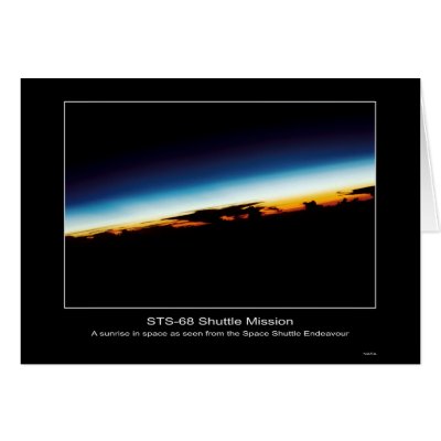 A sunrise seen from the Space Shuttle Endeavor Greeting Cards by Space_Exploration