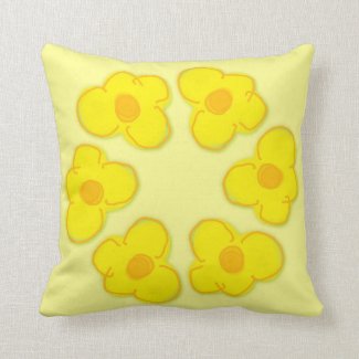 A sunshine cushion with 5 yellow flowers throw pillow