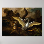A Swan Enraged by Abraham Hondius Poster