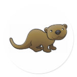 A sweet friendly otter round sticker