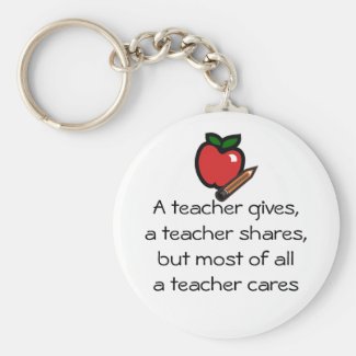 A teacher cares key chain