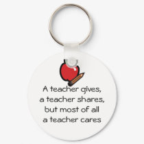 A teacher cares keychains