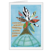 A teacher ignites the fire note card