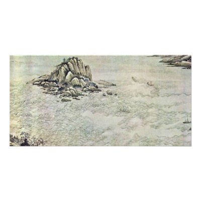 A Thousand Miles Up The Yangtze River Along By Wan Custom Photo Card by Artcollection