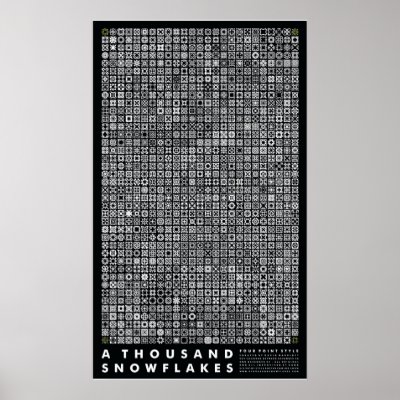 A Thousand Snowflakes - Four Point Style (Black) Print by redraspus