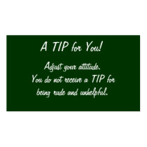 A Tip for You Card Lazy unhelpful Server Business Cards