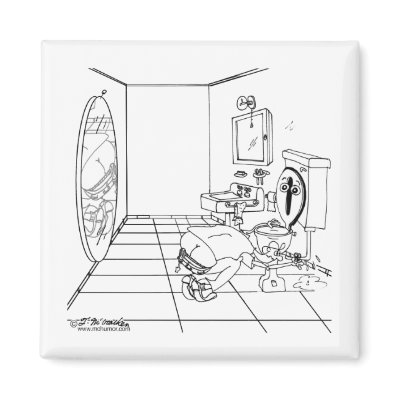 A Toilet Embarrassed by a Butt Crack Refrigerator Magnet by McHumor