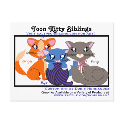 A*  Toon Kitty Siblings Business Card Postcard by dohernan