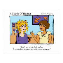 "A Touch of Humor" Free Hairstyle Massage Comic Postcard