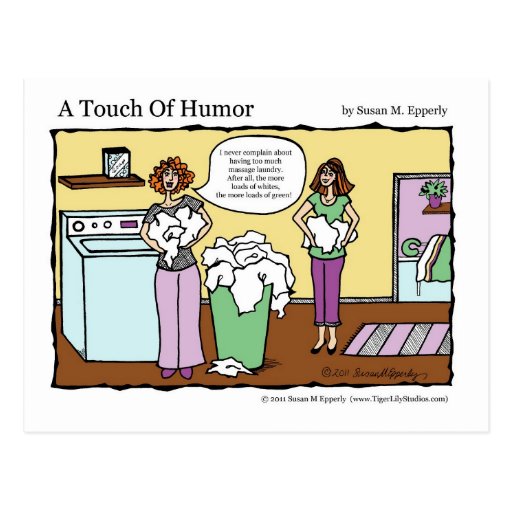 "A Touch of Humor" Massage Laundry Comic Postcard Zazzle