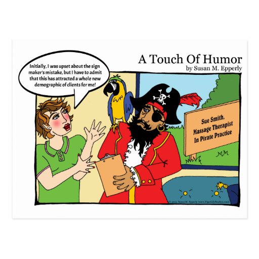 A Touch Of Humor Pirate Massage Comic Postcard Zazzle