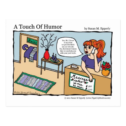 A Touch Of Humor Reiki Energy Work Massage Comic Postcard Zazzle 5630