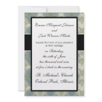 a touch of lovely  peacock damask design personalized announcement