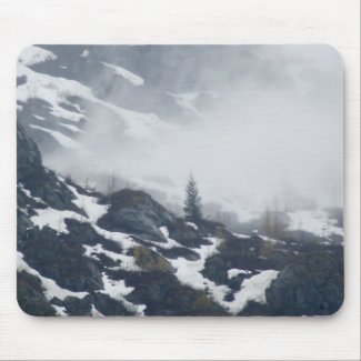 A tree in the mist mousepad